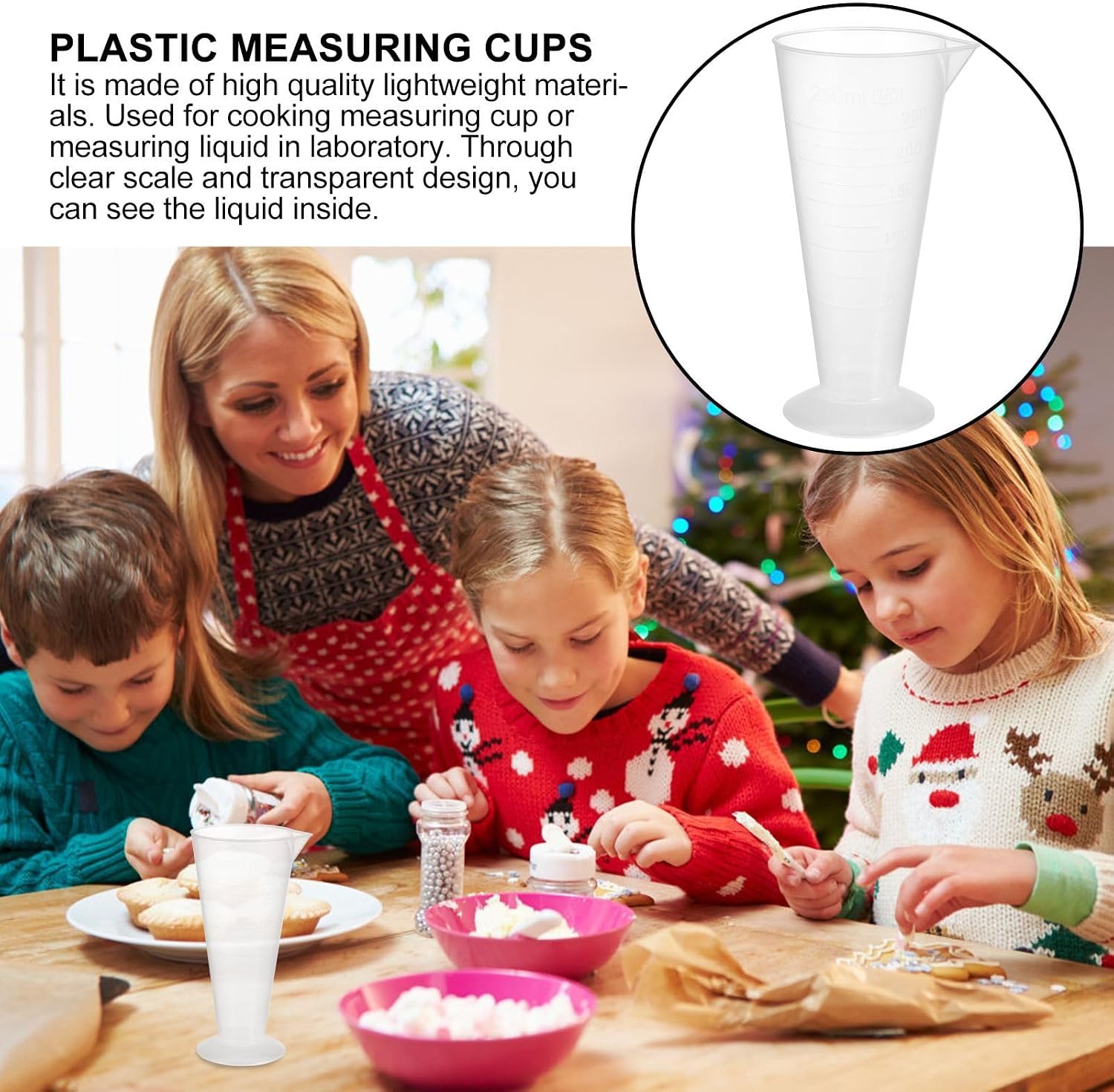 Baking Measuring Cups 2pcs 250ml Plastic Triangle Scale Cups Multipurpose Kitchen Baking Utensils for Precise Food Measurement