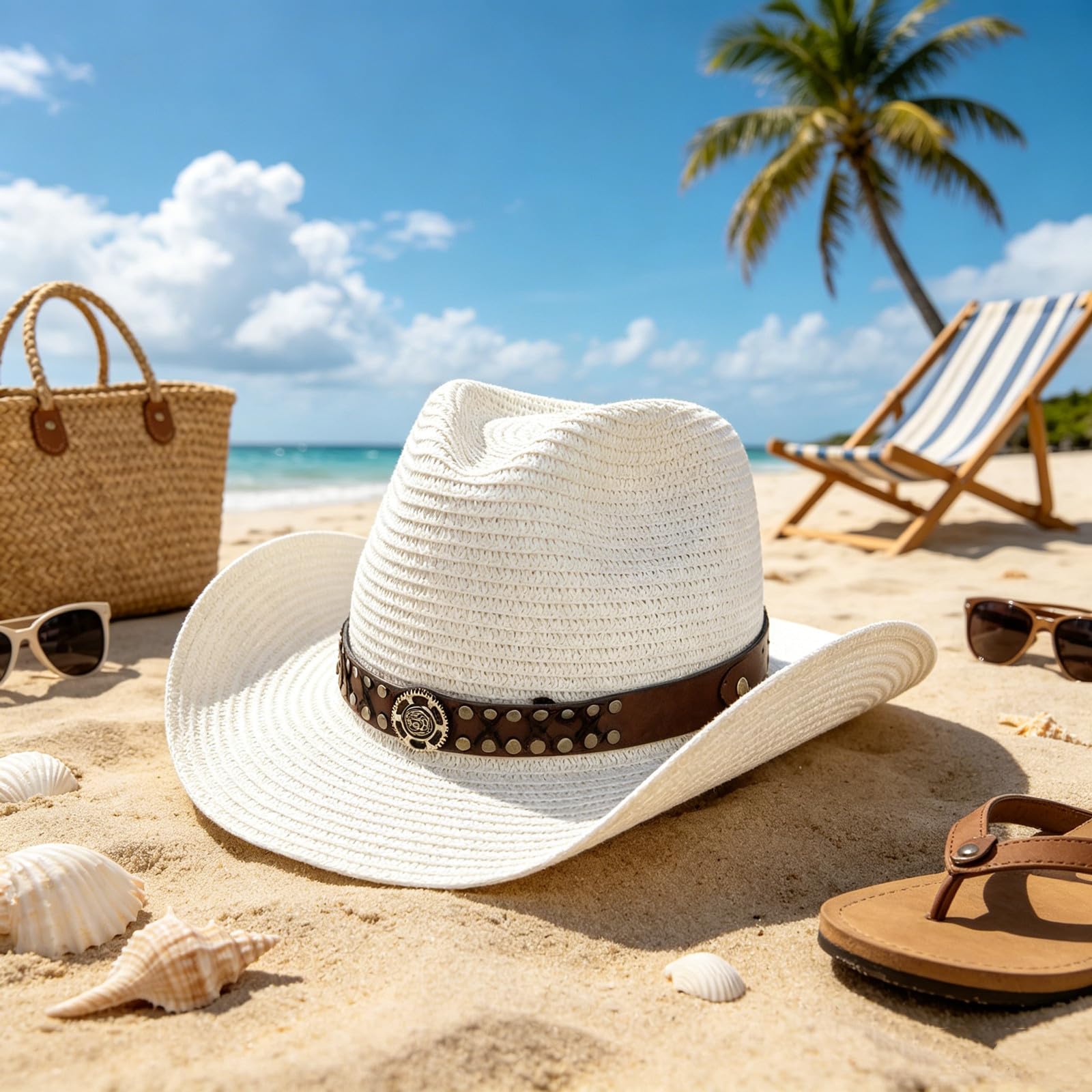 HEYANN Cappello da cowboy in paglia per uomo e donna, pieghevole, a tesa larga, estivo, con sottogola antivento, cappello da cowgirl regolabile, traspirante, protezione UV, spiaggia, giardino