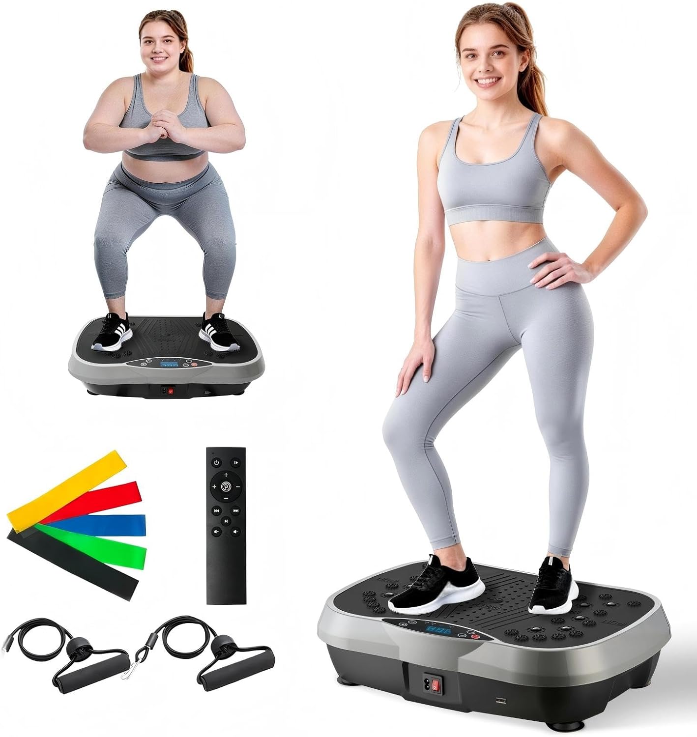 ALSO GO Vibration Plate Exercise Machine for Lymphatic Drainage, 10 Preset Modes & 200-Level Vibrating Platform Machine for Weight Loss/Body Workout, Home Gym Fitness Shake Plate with Resistance Bands