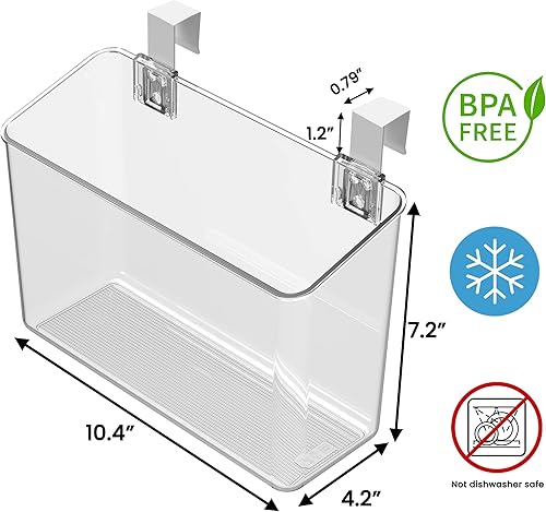 Miniatura 6 de vacane Organizador de puerta de plástico sobre gabinete con ganchos extraíbles, cestas colgantes transparentes para organizar sobre el gabinete