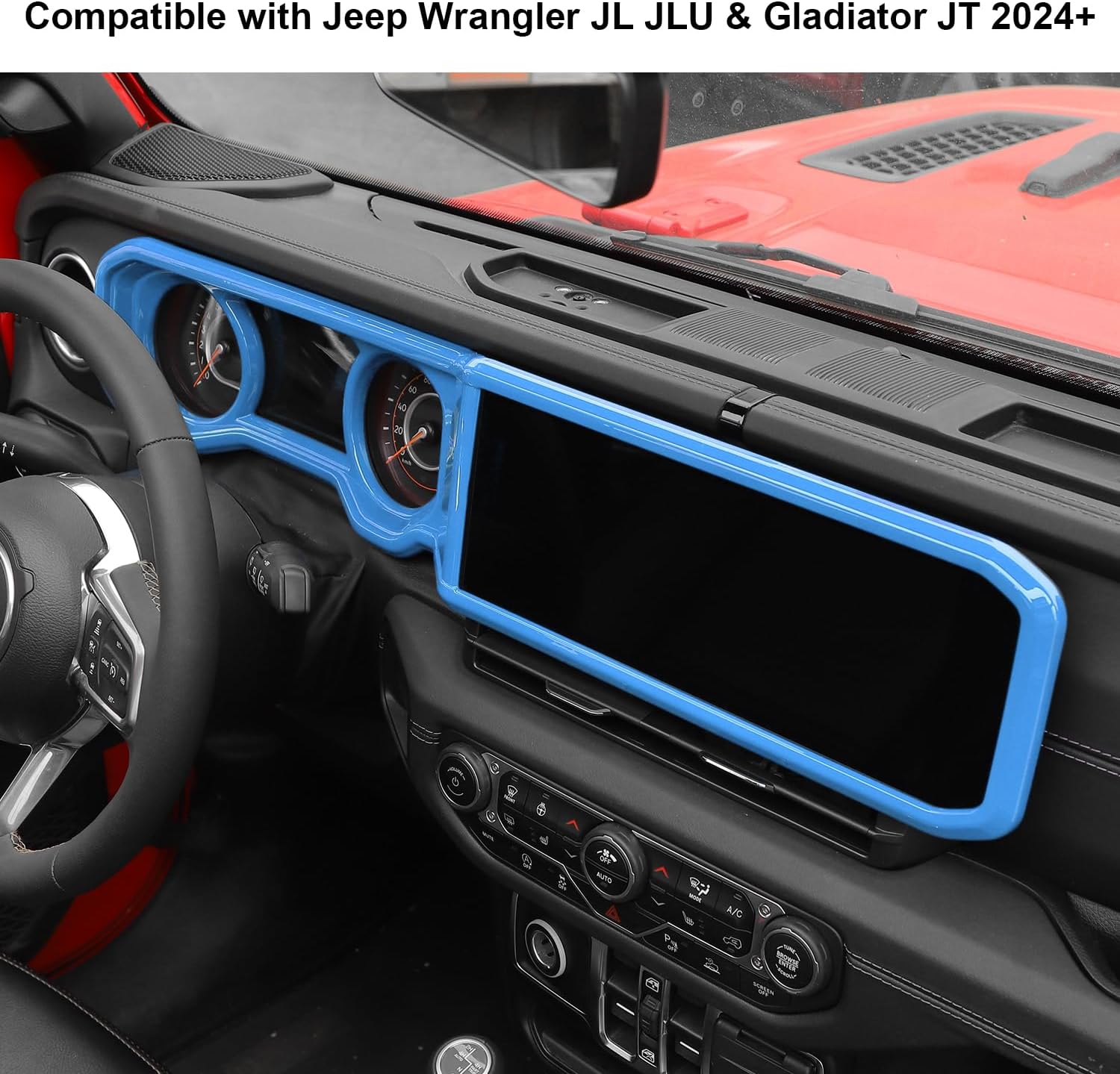 CheroCar Center Console Trim Cover Dashboard Control Panel Cover Decorative Interior Accessories Compatible with 2024 2025 2026 Jeep Wrangler JL JLU & Gladiator JT