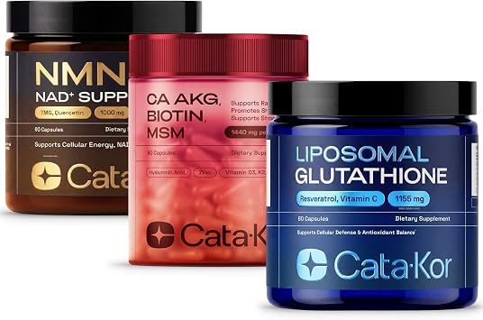 Cata-Kor NMN Supplement, Liposomal Glutathione Supplement & Calcium AKG