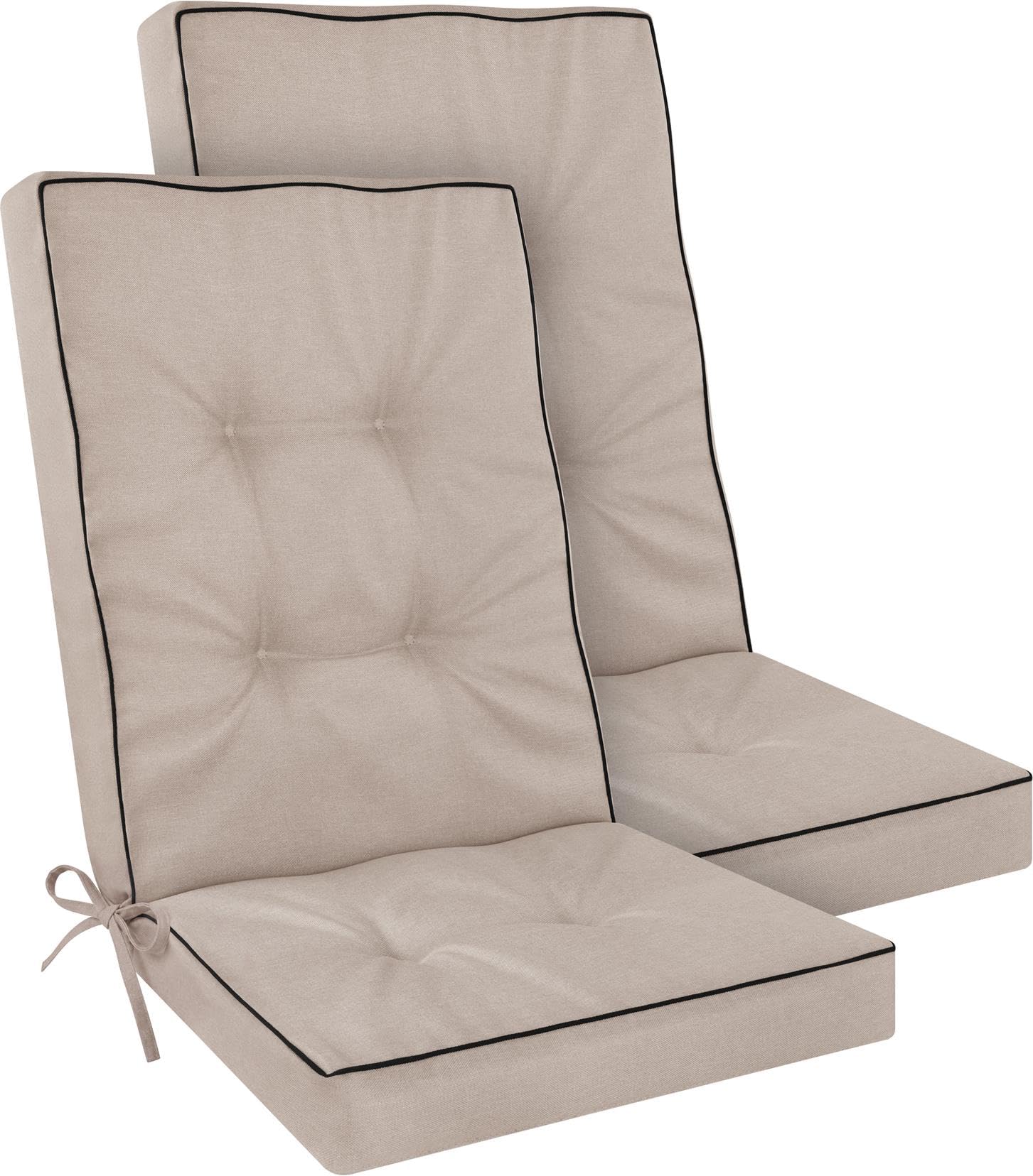 Hochlehner Auflagen Set 2er, 4er oder 6er – Gartenstuhlauflagen mit dickem Schaumstoffkern für hohen Sitzkomfort – Polster für Garten- und Terrassenstühle – made in Poland Beige 120 x 50 x 8 cm