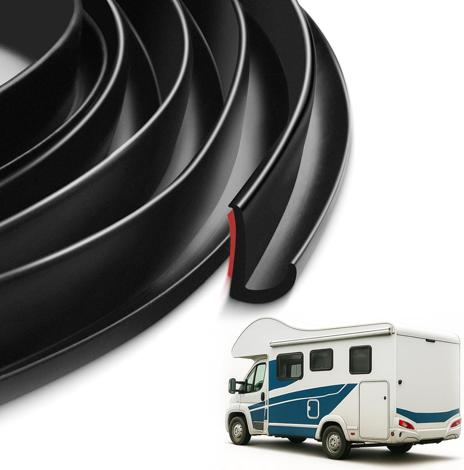 RV Gutter Rain Drip Rail Trim: 40FT Weather Stripping with Adhesive Backing for Roof, Car, Truck, Boat, Home Use (Black)