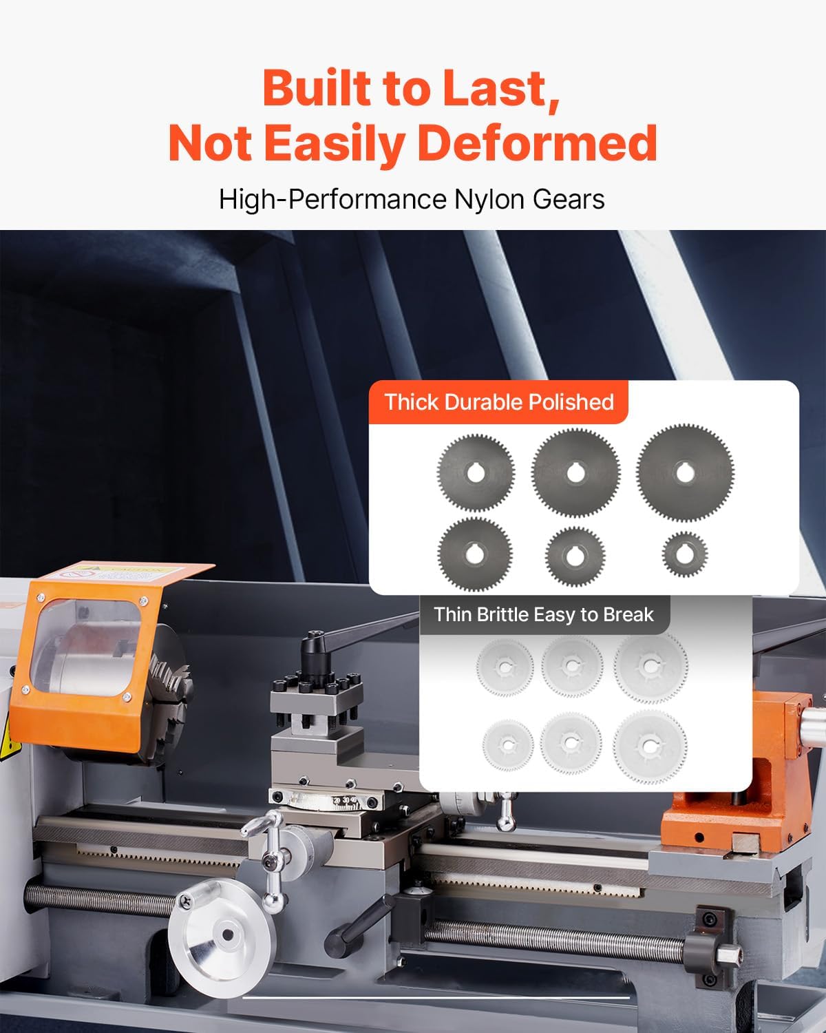 VEVOR Benchtop Metal Lathe, 7.87 x 13.78 in, Precision Power Metal Lathe Machine, with 50-2500 RPM Continuously Variable Speed, Metal Gears, 600W Brush Motor, Tool Box, for Processing Precision Parts