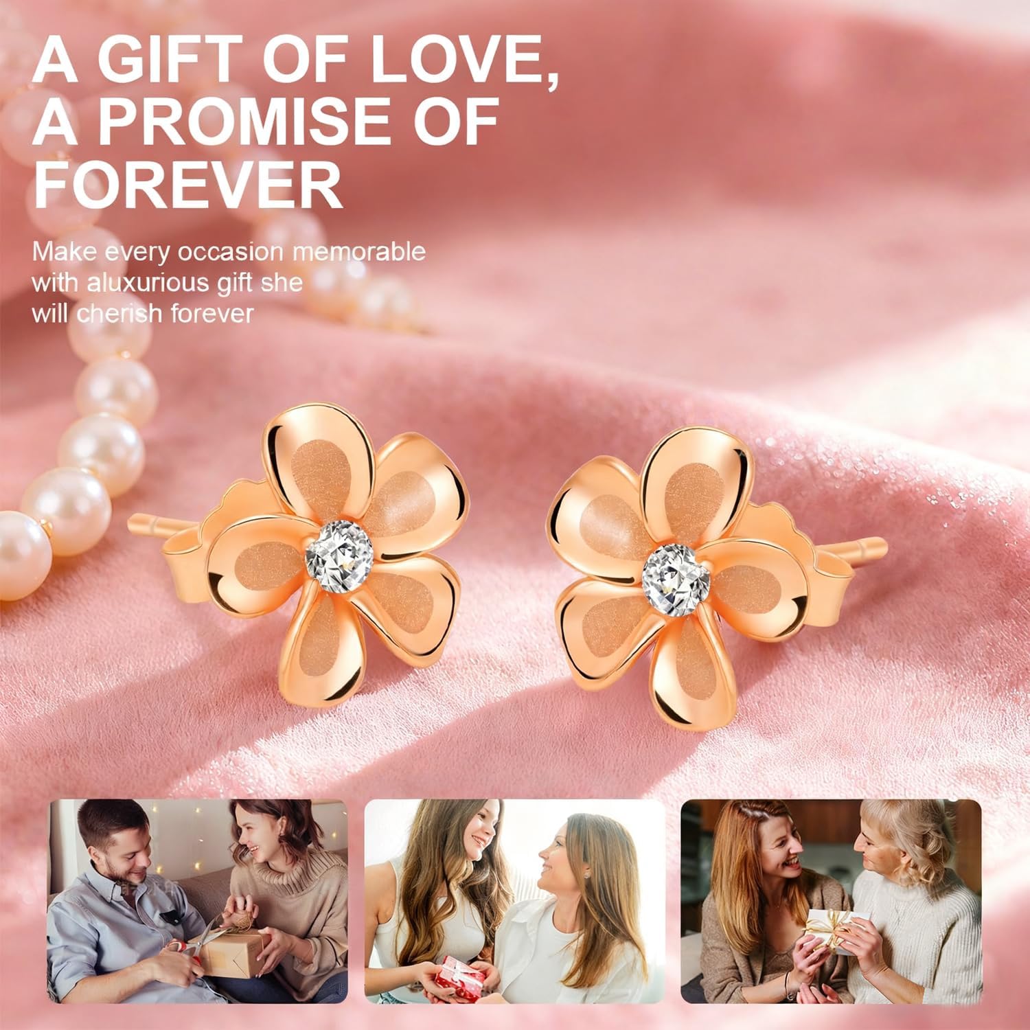 925 Sterling Silver Plumeria Flower Stud Earrings for Women Cubic Zirconia Crystal Flower Stud Earrings for Women Dainty Fashion Mirror Like Sheen and Matte Finish Combination Hypoallergenic Daisy Earring Minimalist Jewelry