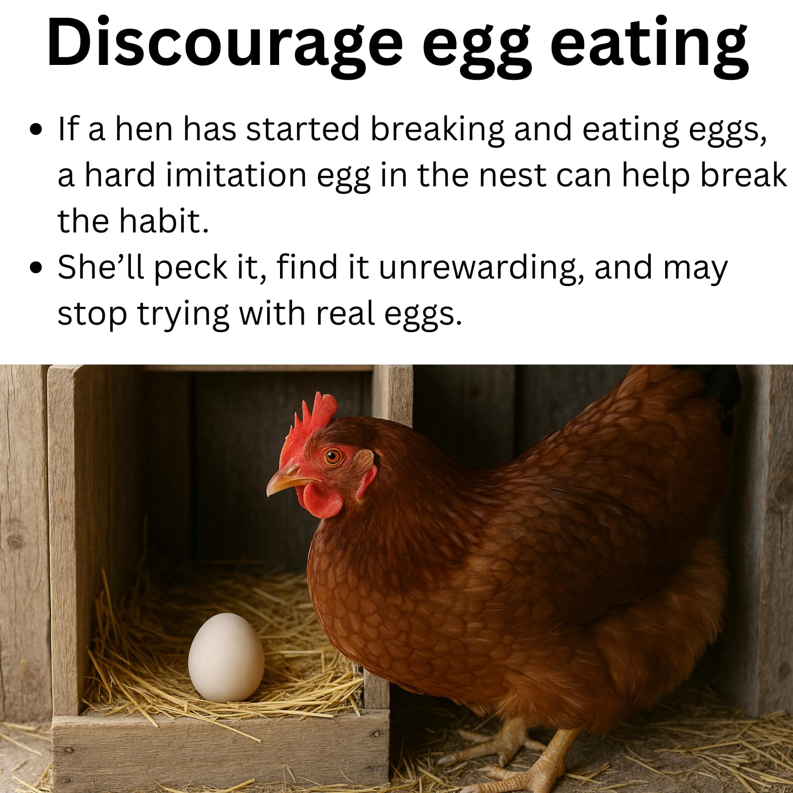 Lot de 6 œufs de poule en caoutchouc lesté pour inciter à pondre ou empêcher de manger des œufs (6 œufs)