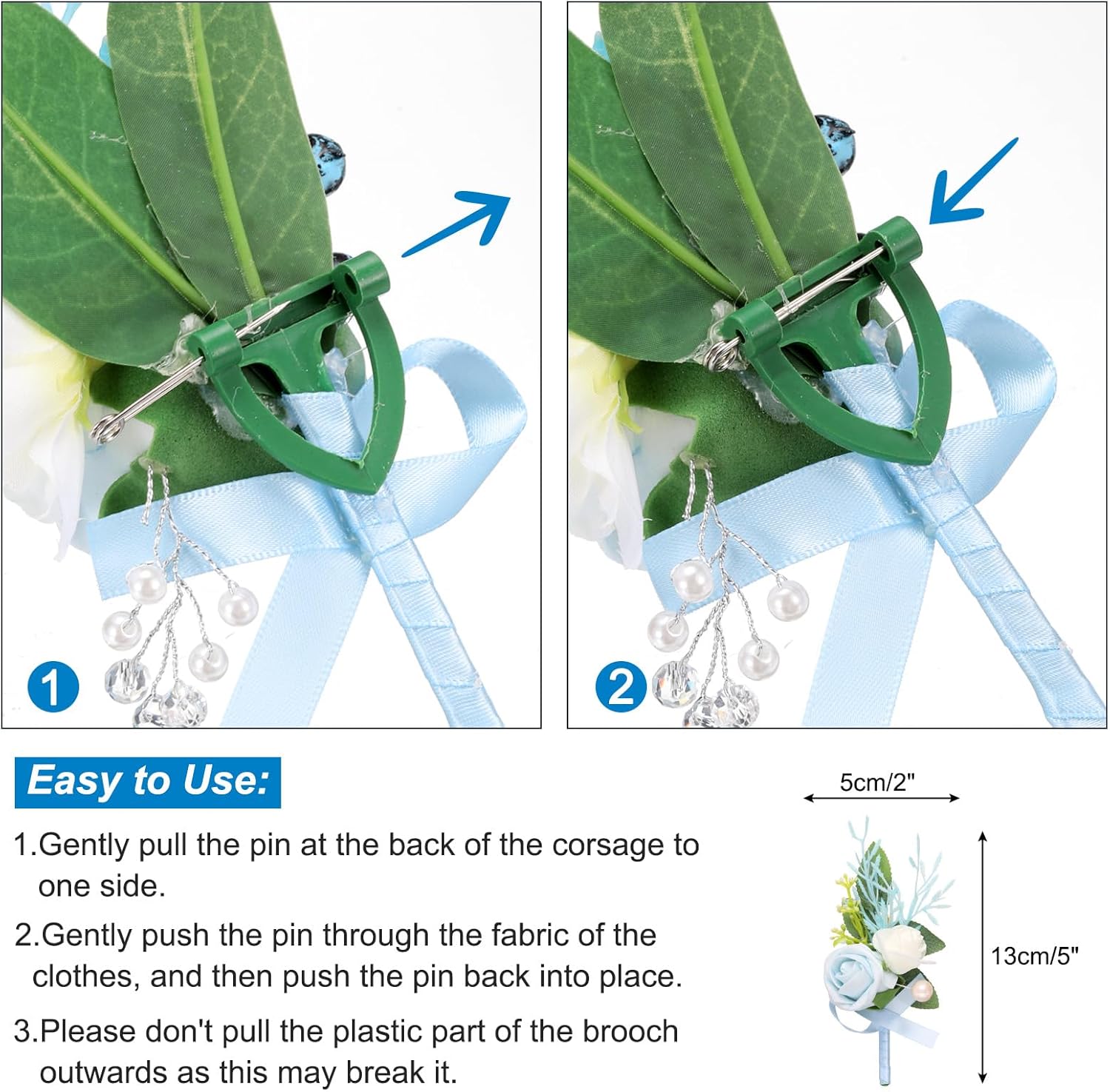 uxcell 20pcs Light Blue Boutonnieres for Men, Artificial Flower Buttonholes Pocket Corsage with Boutonnieres Pins for Wedding Bride Groom Ceremony Anniversary Formal Party