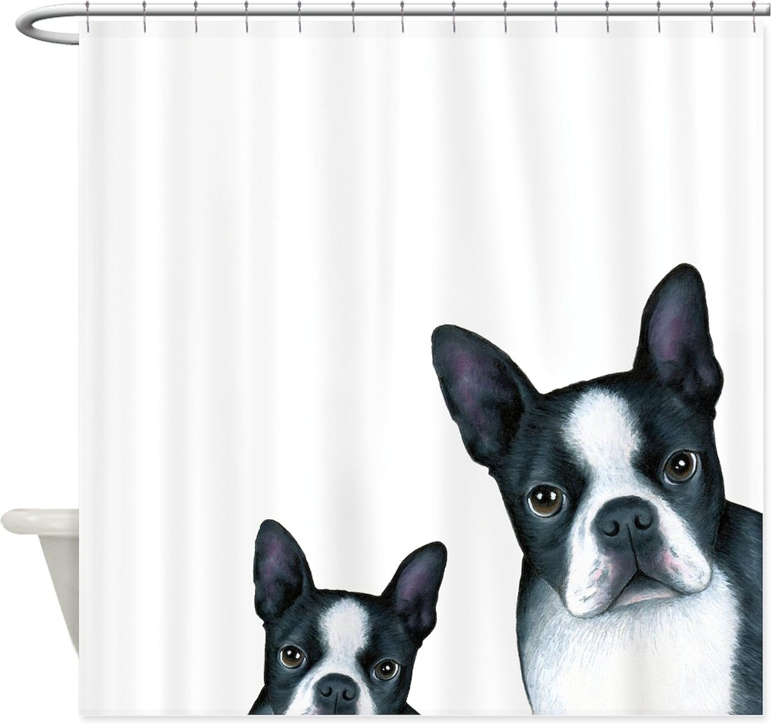 CafePress Dog 128 Boston Terrier Decorative Fabric Shower Curtain