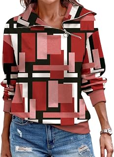 SHINROAD Women's sweater top Autumn Sweatshirt Zipper Long Sleeves Plaid Pullover Casual Lady Autumn Top Daily Wear