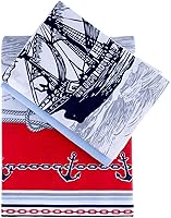 Vista 3 de Juego de ropa de cama 100% algodón Callis, juego de 3 fundas de edredón ligeras con cremallera y dos fundas de almohada (barco, individual)