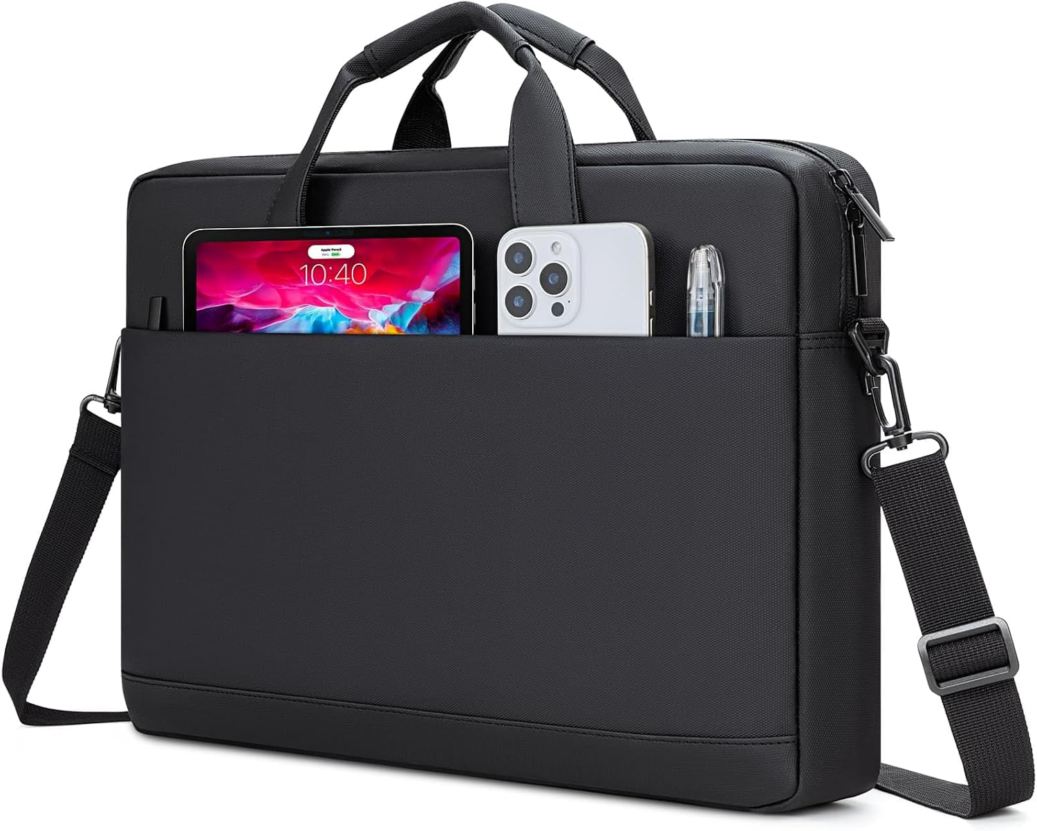 14 15 inch Laptop Carrying Shoulder Bag Waterproof Briefcase Compatible with MacBook Acer ASUS HP Surface Dell Chromebook, Black