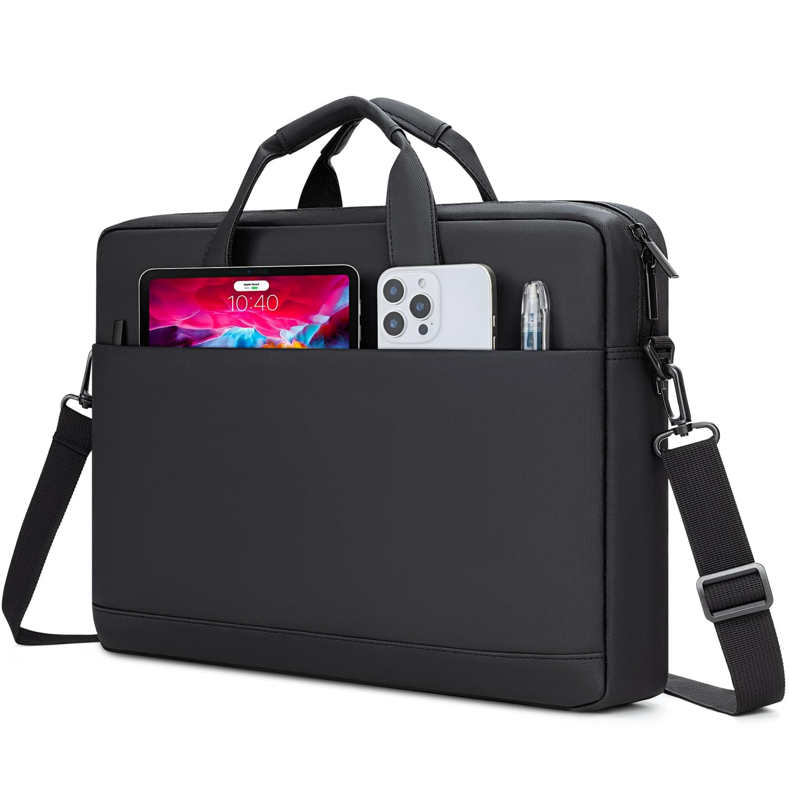 MiacYoung Bandolera Ligera para Portátil 15,6 16 Pulgadas con Compartimentos Organizadores Compatible con ‌16 Pulgadas MacBook Pro M1 M2 M3 M4 M5,Acer ASUS HP Surface Dell Chromebook, Negro