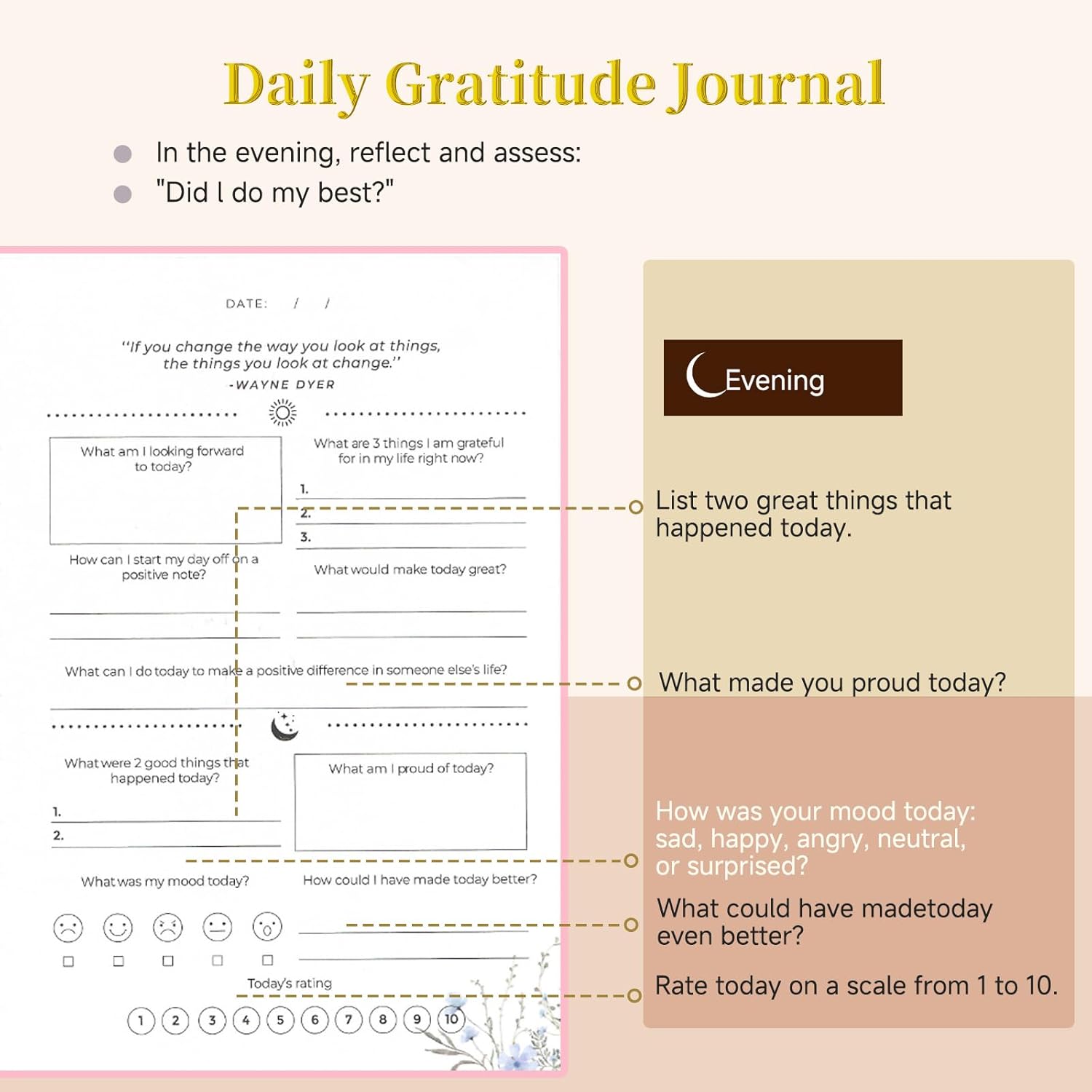 Self-Care Journal for More Happiness, Optimism, Affirmation & Reflection, Gratitude Journal with Guided Prompts, Inspirational Quotes, Mood Tracker, Undated Daily Journals for Women & Men (Purple) - Image 5