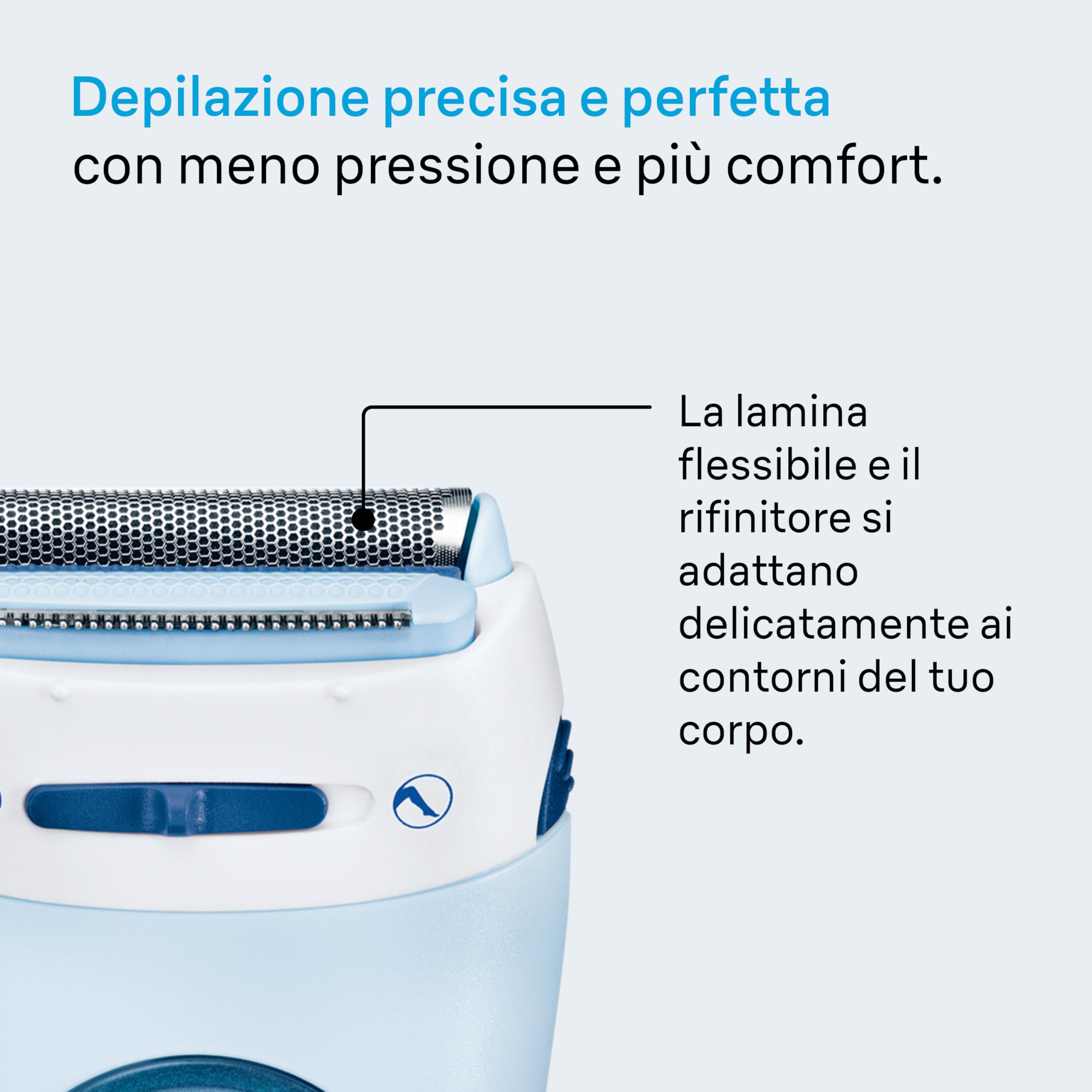 Braun Silk-épil LS5-160 Rasoio Donna Elettrico senza Fili, Rifinitore e Sistema Esfoliante Wet&Dry 3 in 1 con 2 Accessori, Blu