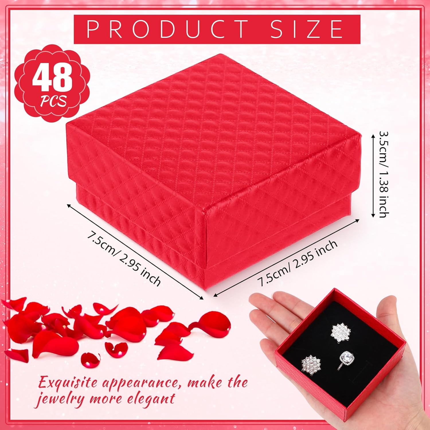 Sasylvia 48pcs Jewelry Gift Boxes Small Jewelry Boxes 3 x 3 x 1.4'' Festival Present Boxes for Bracelet Earrings