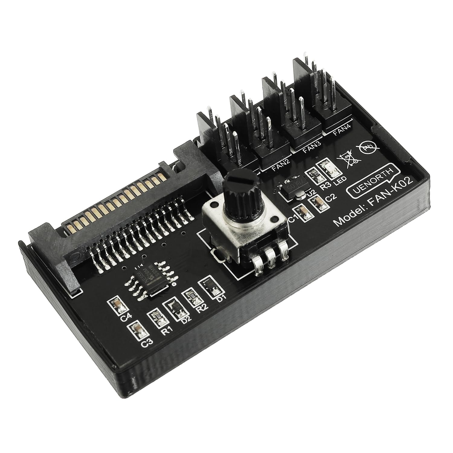 Controlador de perilla de velocidad del ventilador de refrigeración de 12 V y 4 pines, adaptador de ventilador de chasis de PC PWM, fuente de alimentación suministrada con interfaz SATA