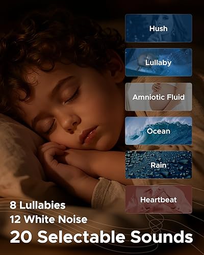 Miniatura 3 de TeckyGem Máquina de sonido para bebés 3 en 1 y luz nocturna para guardería  Máquina de sonido de ruido blanco, lámpara y proyector regulable para