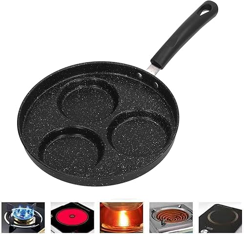 Miniatura 4 de Mini sartén de hierro fundido de 3 tazas con fondo plano antiadherente, mini sartén para panqueques para huevos, tortillas, para estufa de gas