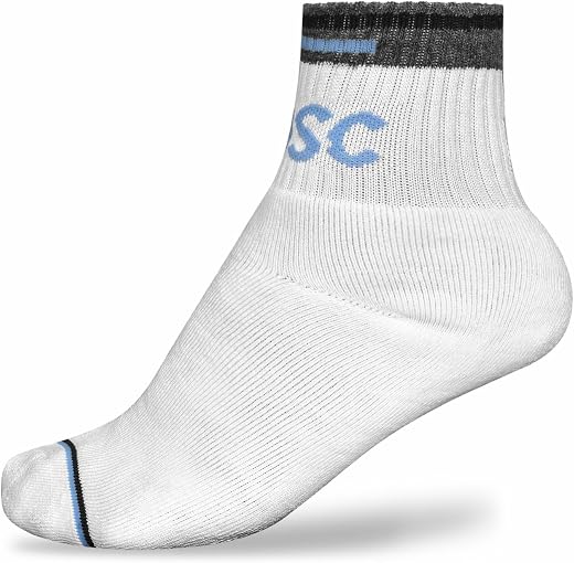 DSC 07 Ankle Cricket Socks | Color: White/Sky Blue/Black | Size: Free Size | Material: Cotton | for Men & Boys | Comfortab...