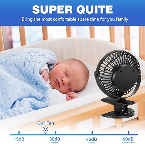 Miniatura 6 de PEKPAK Ventilador de clip, ClipEscritorioColgado Mini ventilador recargable 3 en 1 6 pulgadas5200 mAh Ventilador de escritorio pequeño con ganchos