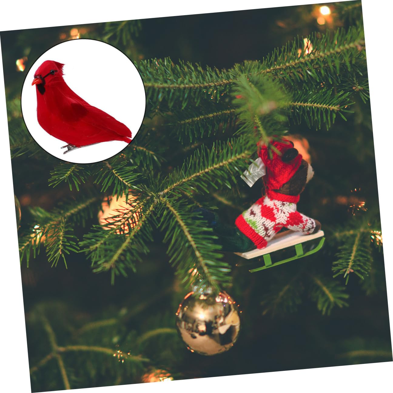 VICASKY 12pezzi Uccelli di Natale con Clip Rossi Statua di Uccelli Cardinali Decorazione di Natale Ornamento per Albero per Interni ed Esterni