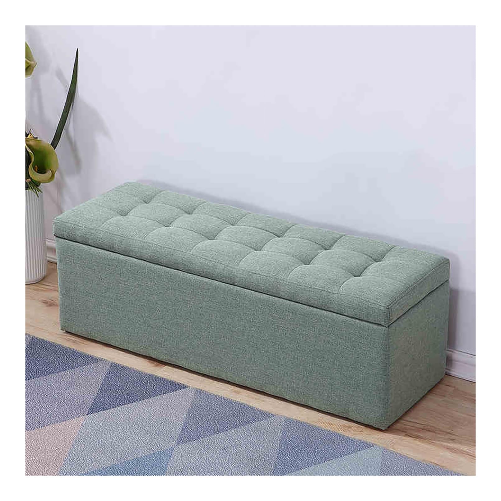 LWJSOCP Storage Bench with Upholstered Seat Ottoman Storage Stool Shoe Living Room Entryway Furniture Bedroom Storage Bench (Cyan 130x40x40cm)