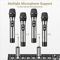 Vista 7 de TONOR Micrófonos inalámbricos, sistema de micrófono dinámico de metal inalámbrico dual UHF con receptor recargable, para canto de karaoke, boda, DJ