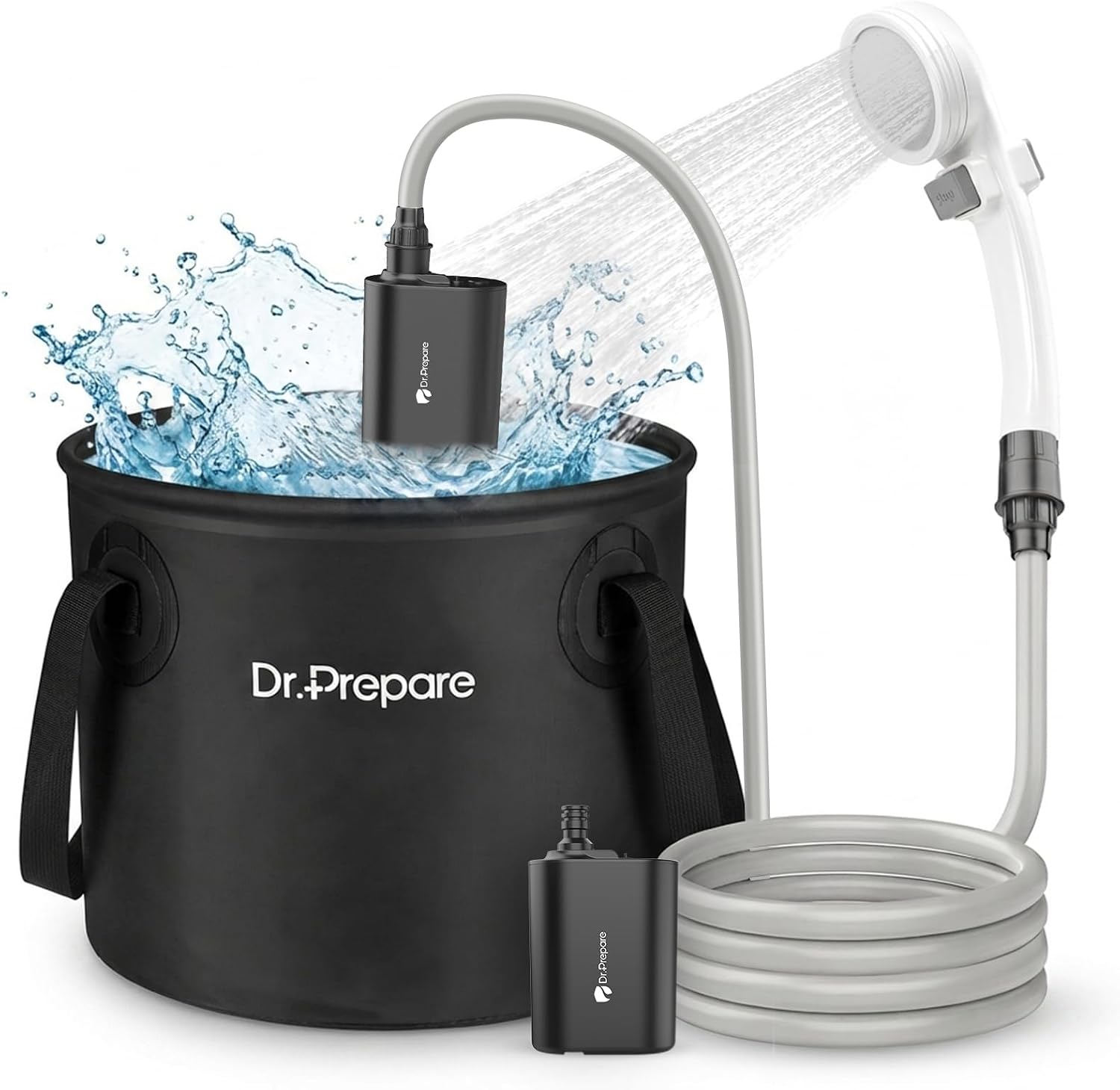 DR.PREPARE Camping Shower, 4 Gallons 15L Portable Camp Shower Bag for Camping Beach Travelling Hiking Trip, Solar Shower Outdoor with On-Off Switchable Shower Head