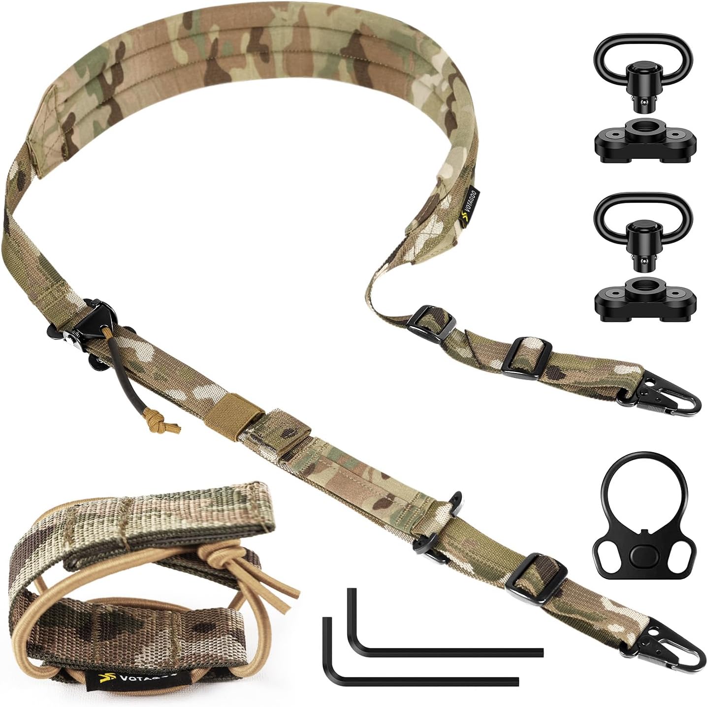 QD Sling 2 Point Gun Sling with HK Hook & Soft Shoulder Pad – Tactical Rifle Sling for Hunting & Quick Adjust Strap