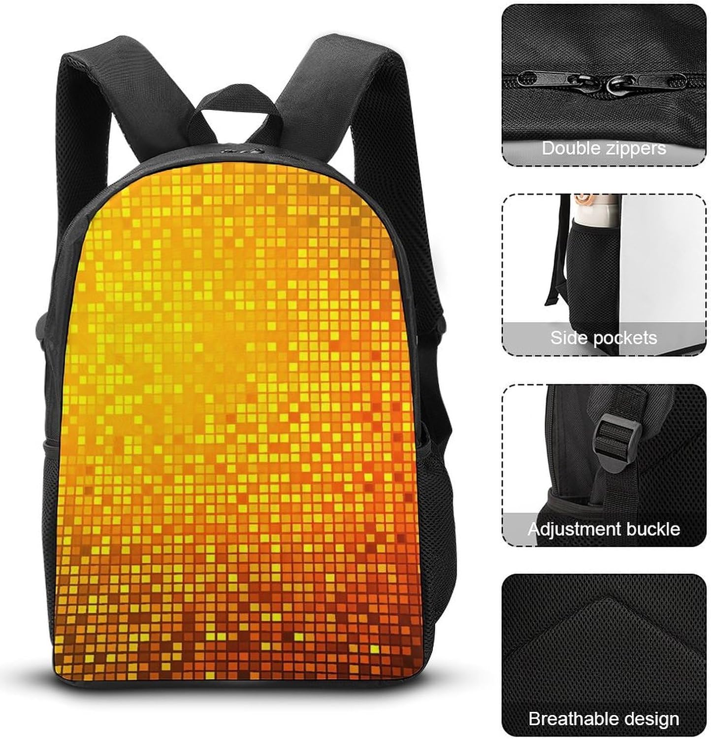 Disco Ball Pattern Cute Backpack Set with Lunch Bag Pencil Cases image 3
