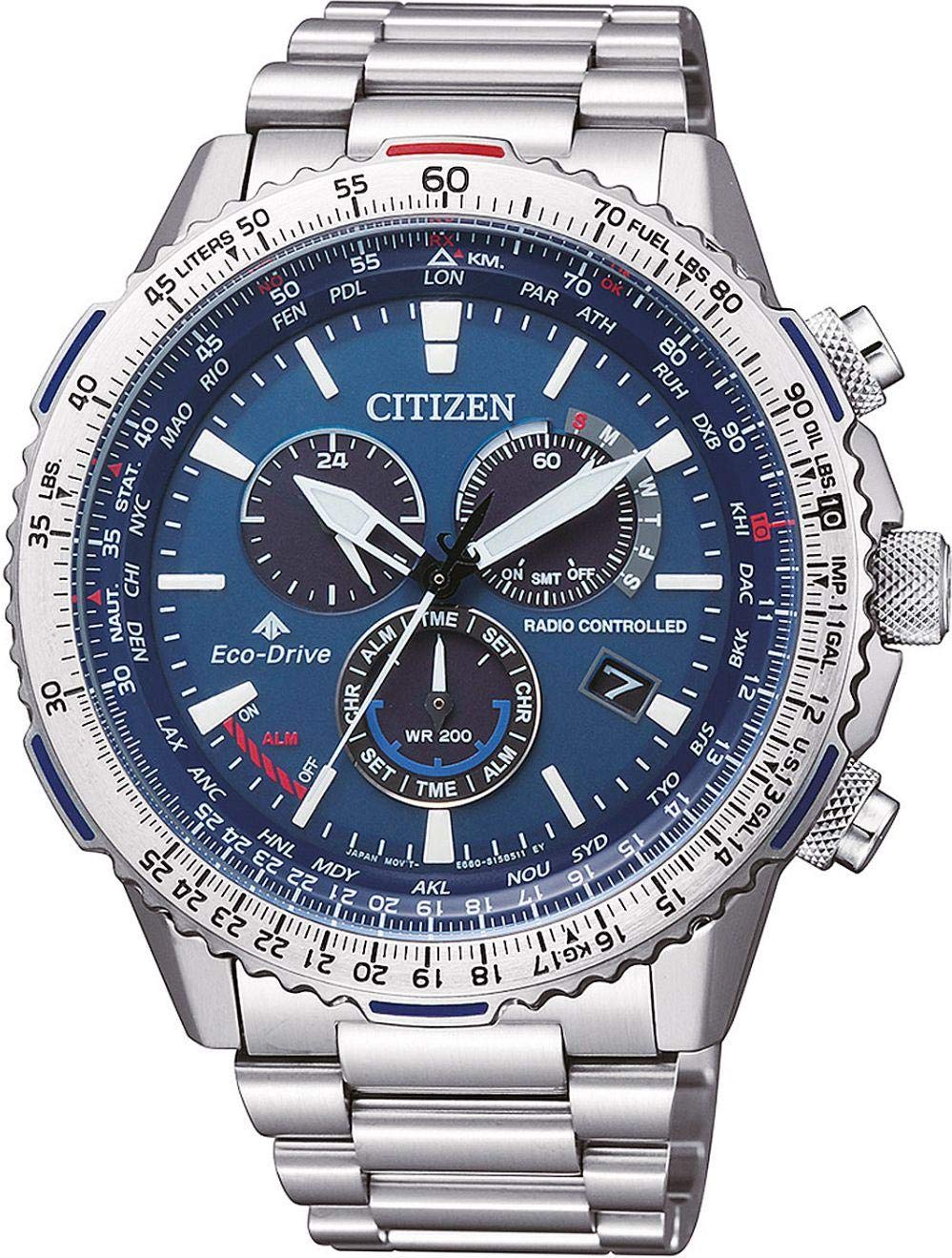 Citizen Promaster Eco-Drive Chronograph – Edelstahl, Silber-Blau, 47 mm, 20 Bar
