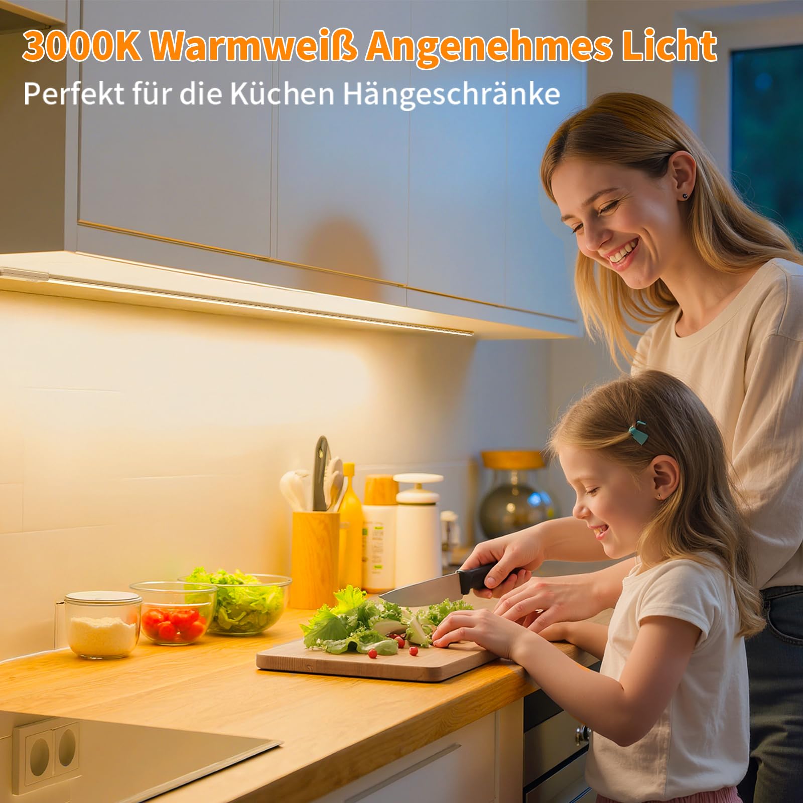 SIBI LIGHTING Unterbauleuchte Küche LED 1M, Dimmbar Led Leiste Selbstklebend, Flexibel Unterbau Licht inkl. 24V Netzteil, 3000K Warmweiß