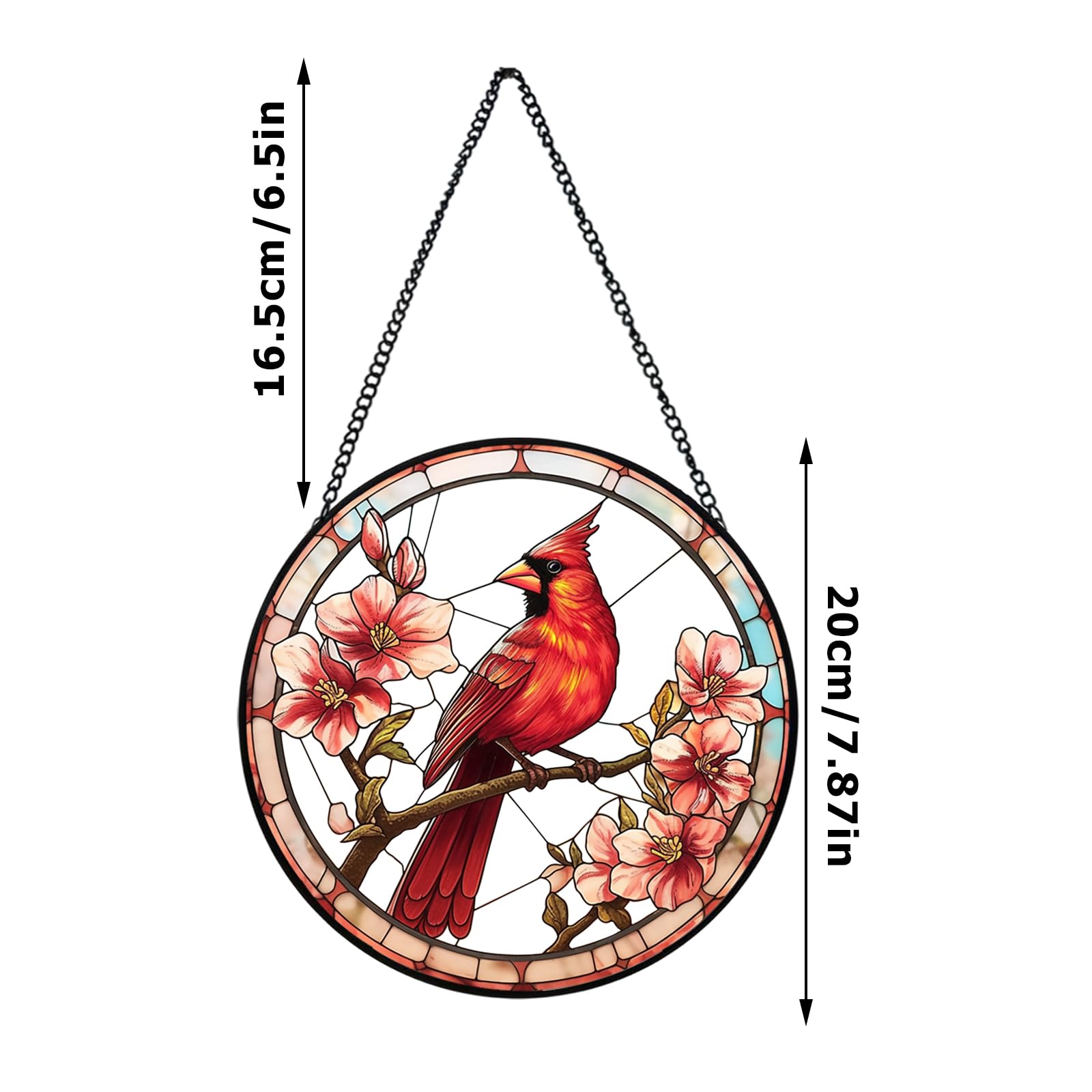 Xuoxeji Cardinal Stained Glass Window Hanging, Cardinal Sun Catchers Cardinal Memorial Gifts, Cardinal Gifts for Women Mom - Image 2