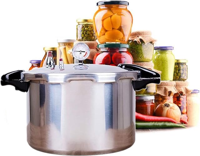 aluminium multi pressure cooker large explosion proof pressure cooker with pressure gauge home hotel cook pressure cooker gas dedicated fast cooking with steamer basket 15L british spot