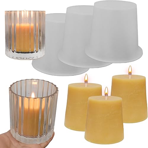 Miniatura 6 de Paquete de 2 moldes de vela cilíndrica de orquídea campana, molde de silicona de fundición de resina para decoración del hogar y fabricación de