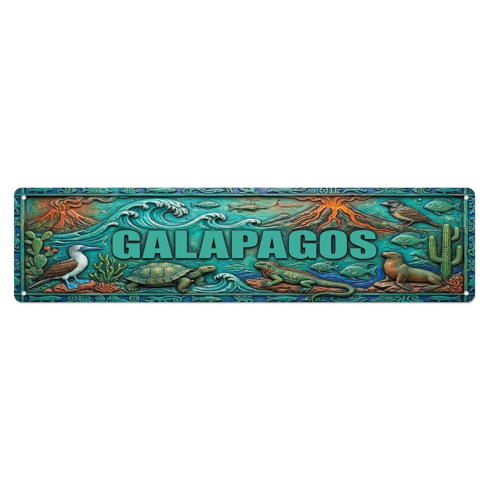 Gead 4X16inch Style Vintage Galapagos Ecuador Flag Pattern Metal Tin Sign