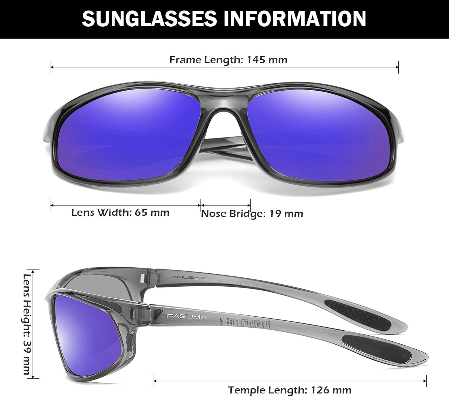 FAGUMA Polarized Sports Sunglasses For Men Cycling Driving Fishing 100% UV Protection
