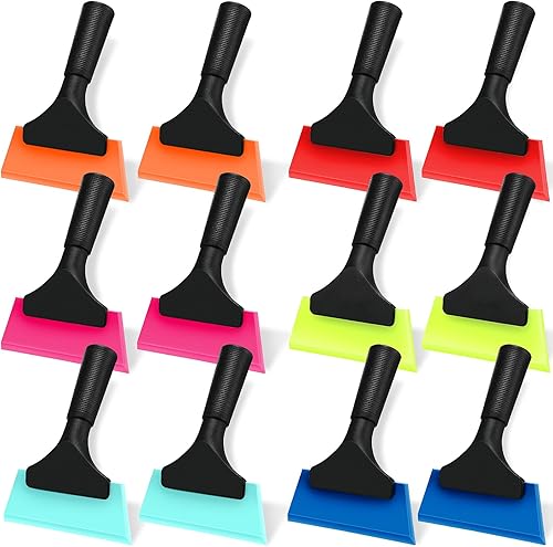 12 limpiacristales de silicona con mango antideslizante para limpiar ventanas de 5 pulgadas para coche, espejo de cristal, ducha, baño, auto (6