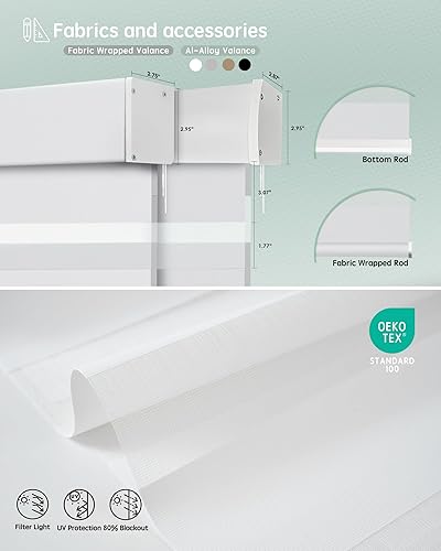 Miniatura 32 de Persianas de cebra motorizadas Yoolax compatibles con Alexa, persianas motorizadas con control remoto, persianas eléctricas inteligentes automáticas