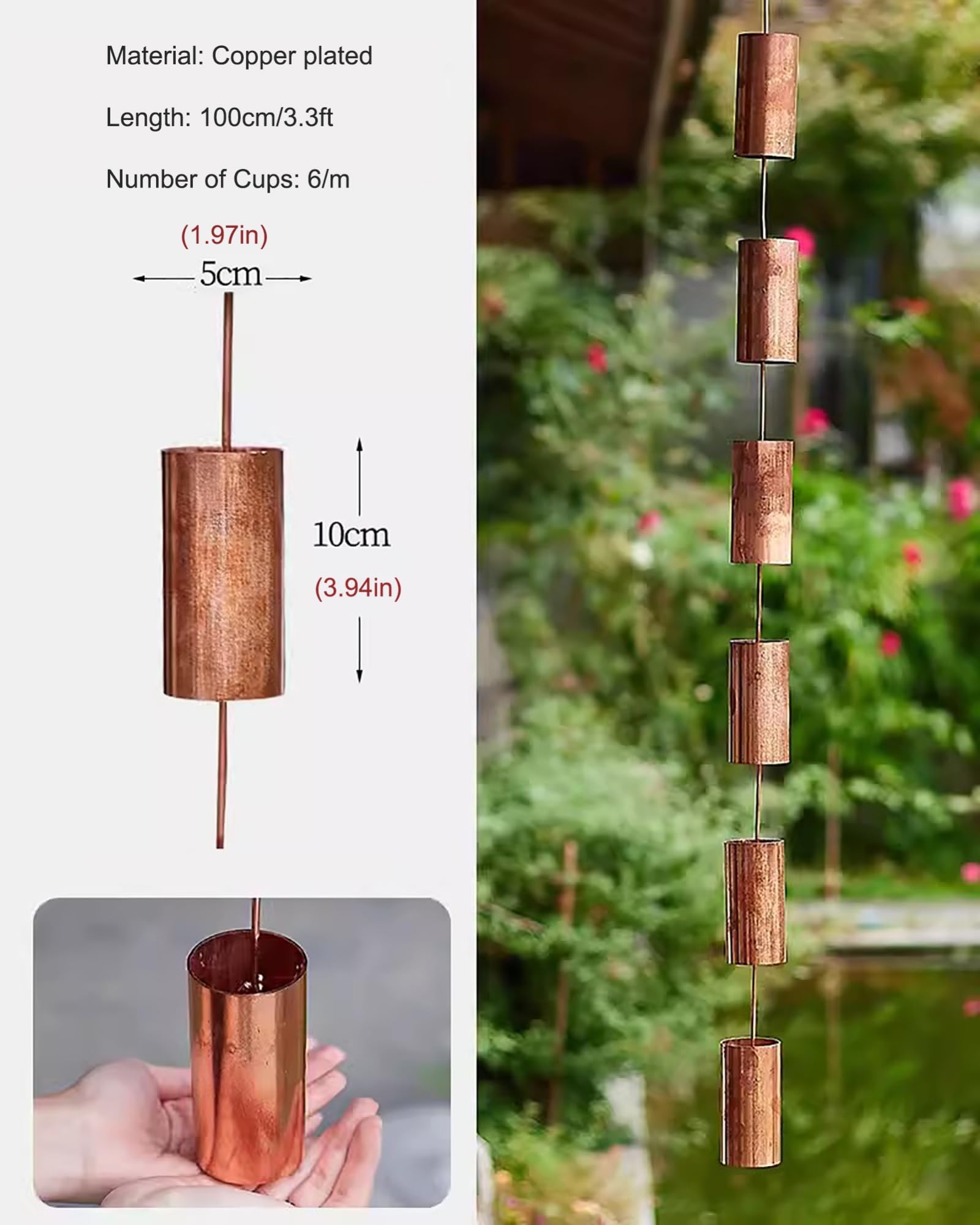 Amazon.co.jp: DIY 雨樋チェーン 縦樋、金属製装飾雨水キャッチャー