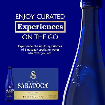 Saratoga Sparkling Water Bottles, 24-Pack - Carbonated Spring Bottled Water - Glass Bottles - 12 Fl Oz