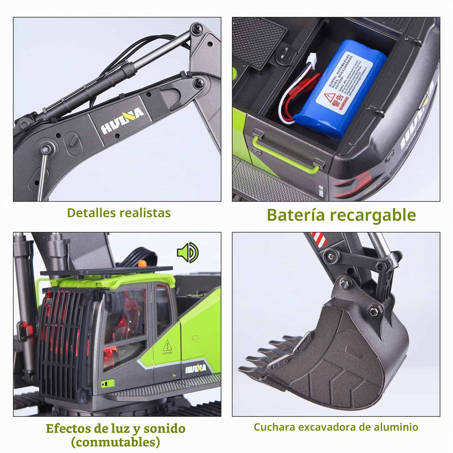 1:14 Excavadora Juguete Grande, 22 Canales Escavadoras Juguetes con todas las funciones, Excavadora Teledirigido RC +2 Baterías+3 Accesorios, Juguetes RC Pala, Gruas de Juguetes Niño 4 6 8 10 14+ Años