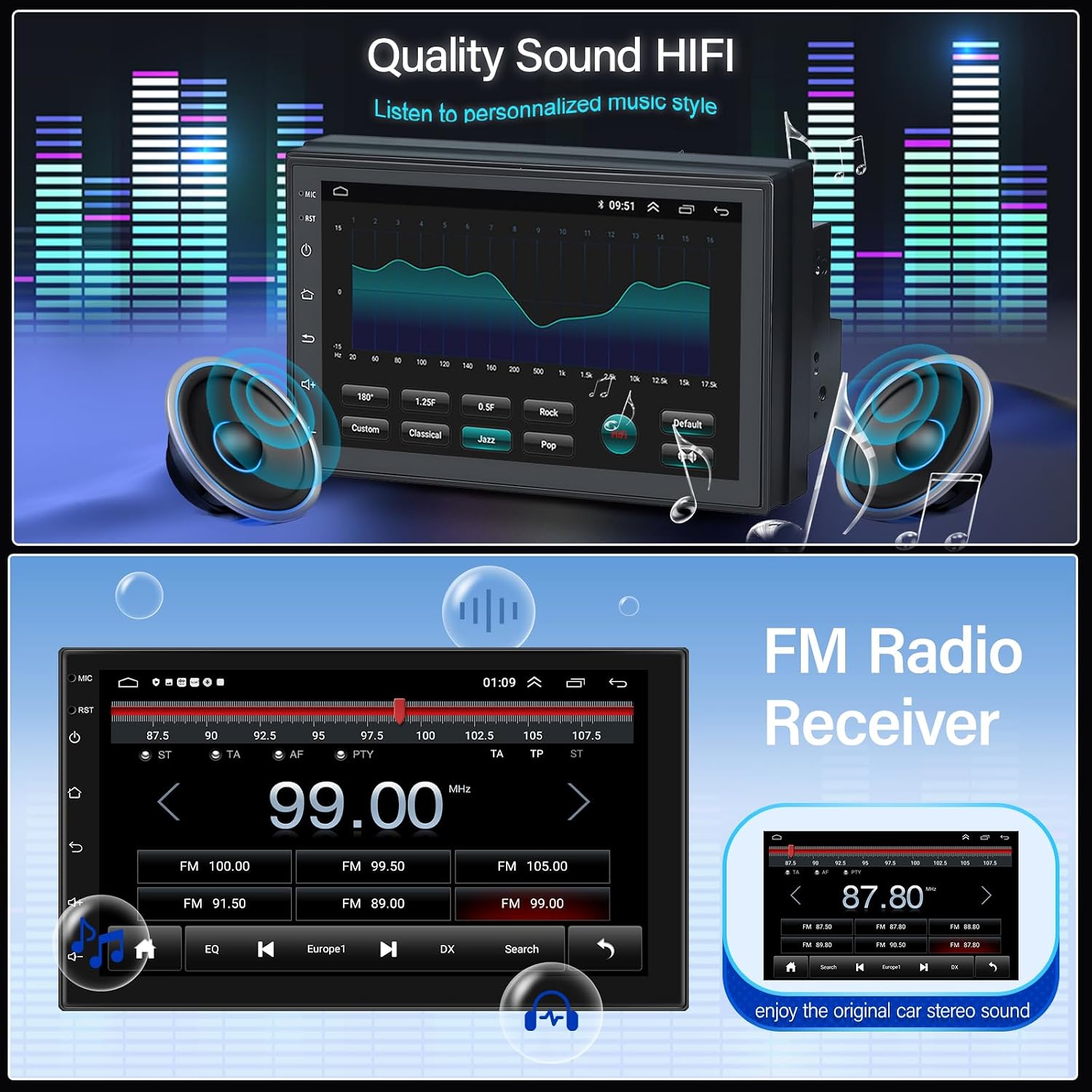 Android 11 Double Din Car Stereo Support Wireless Carplay Android Auto with 7 Inch Touchscreen Radio GPS Navigation Bluetooth USB WiFi FM/RDS Radio Receiver Backup Camera Head Unit