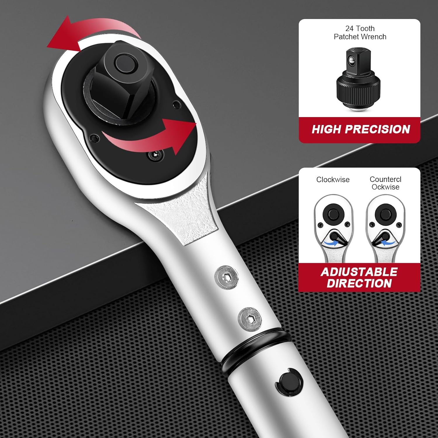 3/4 Torque Wrench, 100-600ft.lb/135.5-815Nm Dual-Direction Adjustable High Accuracy Torque Wrench 3/4 Drive, ±3% Click with Buckle for Car Trucks Oil Rigs Off-Road Equipment