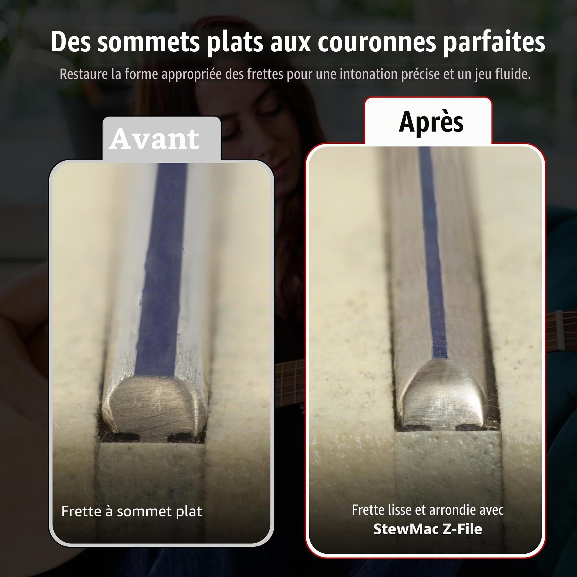 StewMac - Lime à Couronner les Frettes Z-File Safe Edge pour Guitare et Basse | Outil de Lutherie Professionnel au Diamant Grain 300 | Compatible Acier Inoxydable