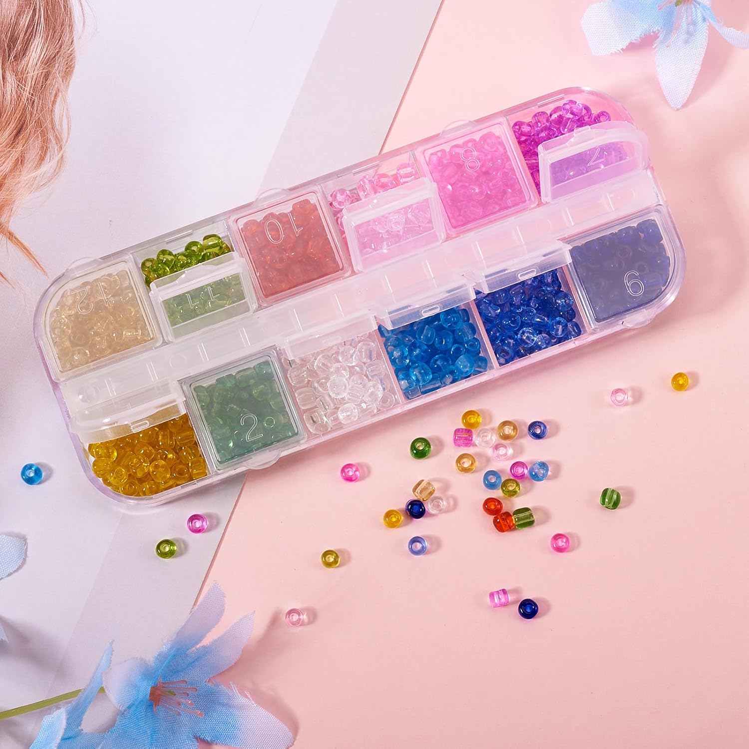 FASHEWELRY 1 Box 4mm Transparent Round Glass Seed Beads for Bracelets Making, Colorful Small Kandi Beads Cute Crystal Pony Beads for Bracelets Necklace Earring DIY Jewelry Making Craft - Image 2