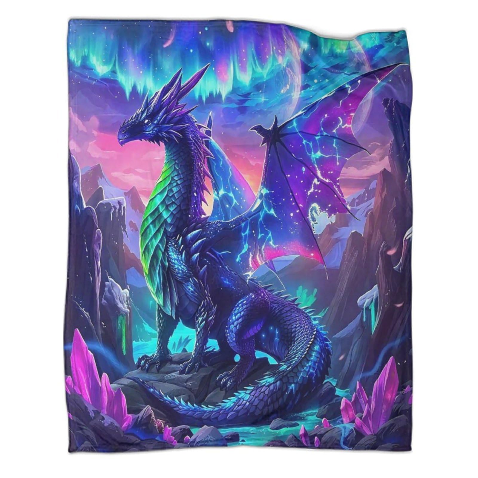Couverture dragon 3D en flanelle pelucheuse et douce pour garçon