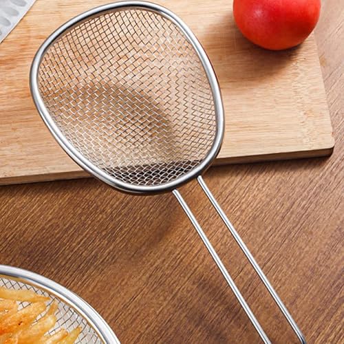 Miniatura 8 de Mesh Strainer Mesh Strainer Stainless Steel Skimmer Slotted Spoon Cooking Colander Strainer Ladle Pasta Noodle Spoon Handle Kitchen Strainer for Hot