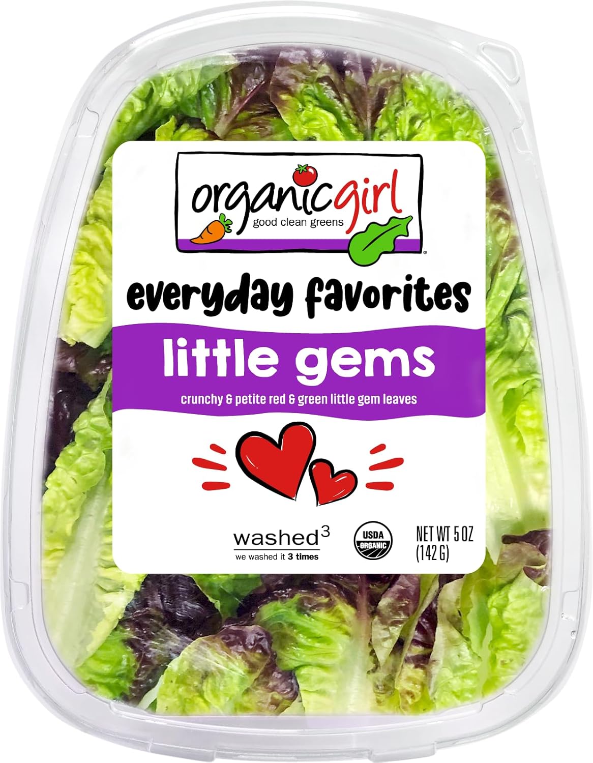 organicgirl Organic Little Gems Salad Mix, 5oz - Sweet Butter Lettuce & Crunchy Romaine Blend, USDA Organic, Triple-Washed